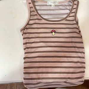Striped ribbed no comment mushroom tank top Size:M